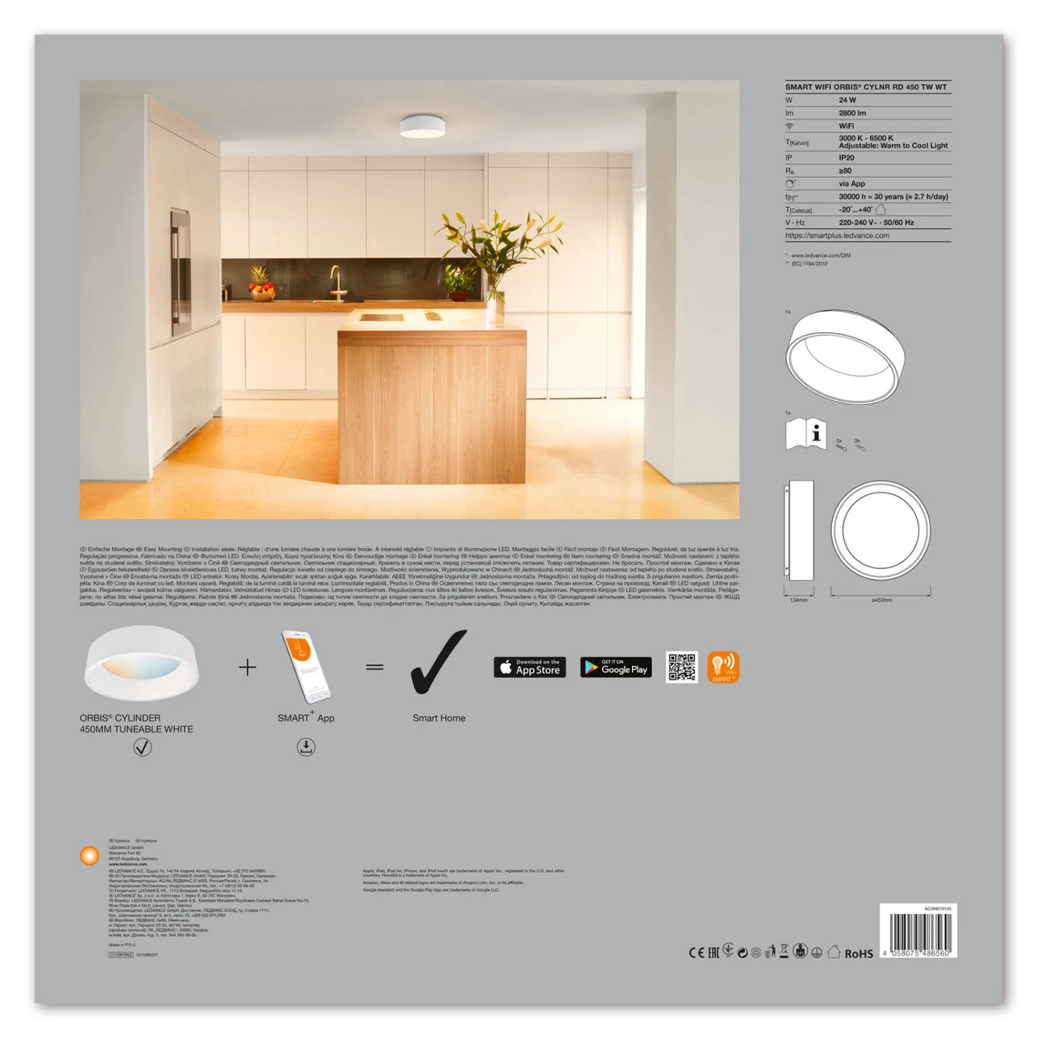 LEDVANCE SMART+ WiFi Orbis Cylinder CCT 45cm Weiß 11 LEDVANCE SMART+ WiFi Orbis Cylinder CCT 45cm Weiß – Bild 9